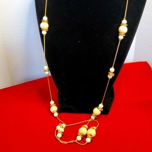 ANNE KLIEN NWOT 32" matte gold,  pearl beads